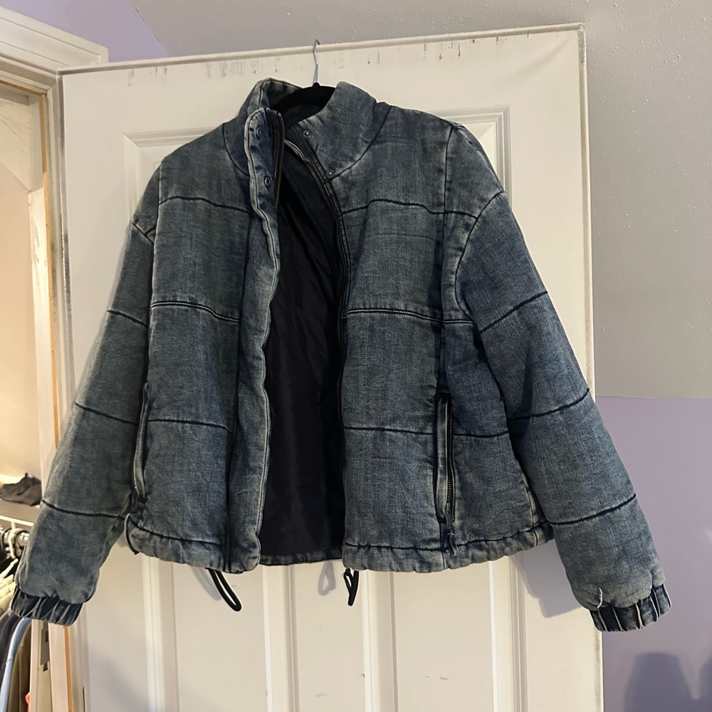 American Eagle Denim Puffer Jacket